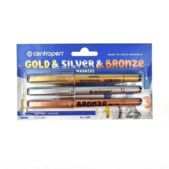 Popisovač Centropen 2690/3 stříbrný, zlatý a bronzový válcový hrot 1,5-3mm