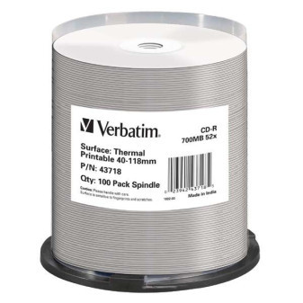 CD-R Verbatim 52x 700MB 100ks termal printable 700MB spindl 43718   DOPRODEJ