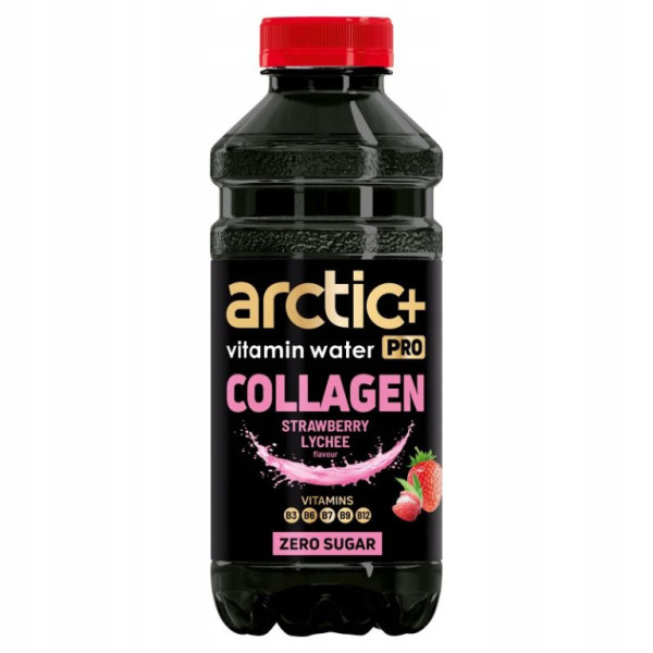 Voda Arctic+ vitamin Pro collagen jahody liči 0,6L / prodej po balení