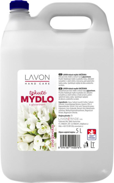 Mýdlo tekuté Lavonea bílé sněženka 5L