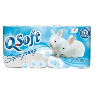 Toaletní papír Q-SOFT 3vrs. 160útržků 8ks / prodej po balení