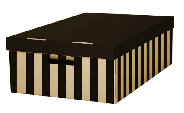 Archivační krabice s víkem 56x37x18cm černá nosnost 10kg 2ks