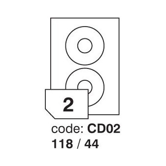 Etikety 118x44mm 2xCD na A4 bílé 100listů R0100.CD02A Rayfilm