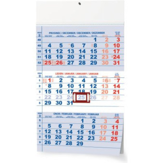 Kalendář nástěnný A3 Tříměsíční modrý BNC1