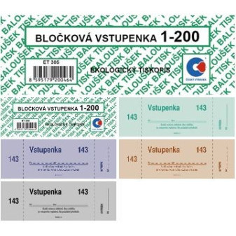 Tiskopis Bločkové vstupenky 13,3x3,9cm 200 listů BALOUŠEK ET305