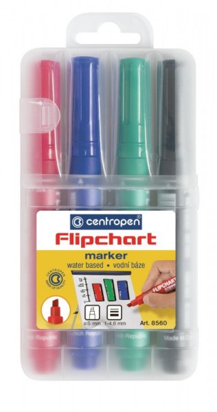 Značkovač Centropen 8560/4 na Flipchart 4 barvy klínový hrot 1-4,6mm