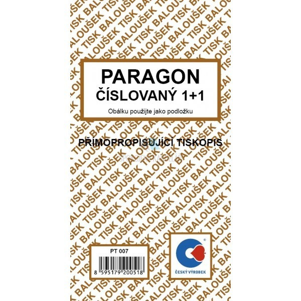Tiskopis Paragon 8x15cm samopropis číslovaný 50 listů BALOUŠEK PT007