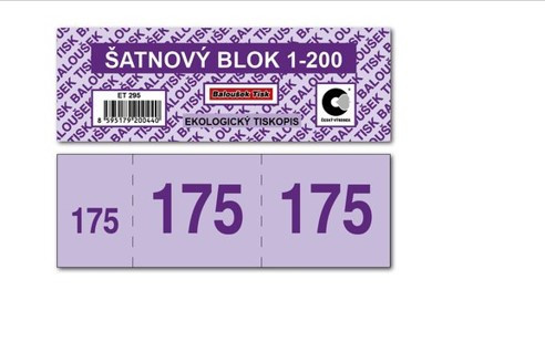 Tiskopis Šatnový blok 13,5x4,7cm 200 listů BALOUŠEK ET295