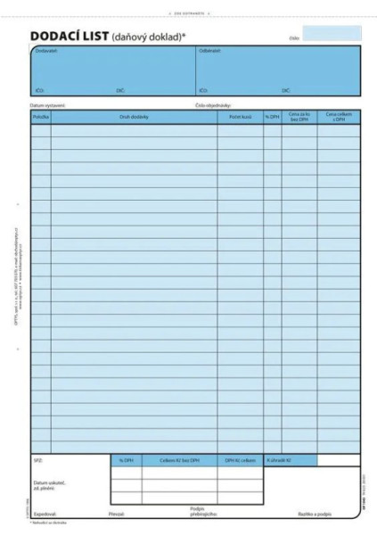 Tiskopis Dodací list A4 100 listů OPTYS 1043