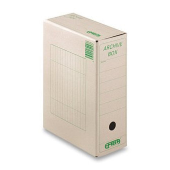 Archivační box 330x260x110mm EMBA přírodní (zelený štítek)