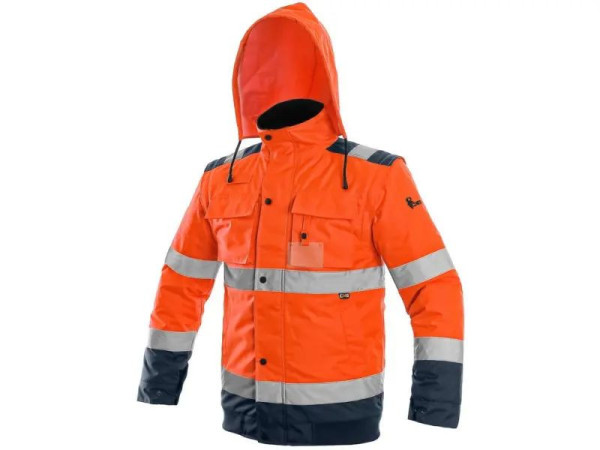 Bunda CXS LUTON, výstražná, pánská, oranžovo-modrá, vel. 2XL