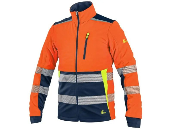 Bunda CXS BENSON, výstražná, softshell, pánská, oranžovo-modrá, vel. M
