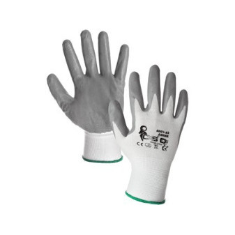 Povrstvené rukavice ABRAK, bílo-šedé, vel.