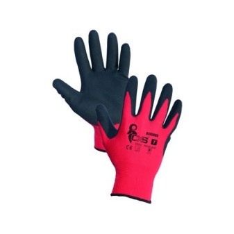 Povrstvené rukavice ALVAROS, červeno-černé, vel.