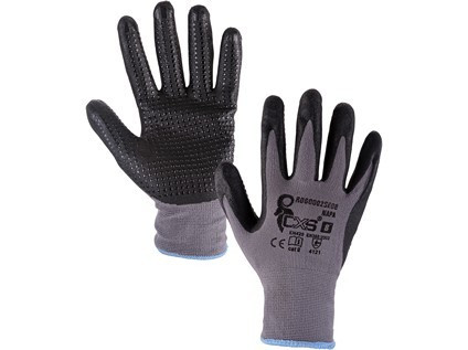 Povrstvené rukavice NAPA, šedo-černé, vel.