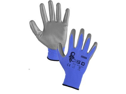 Povrstvené rukavice CERRO, modro-šedé, vel. 9