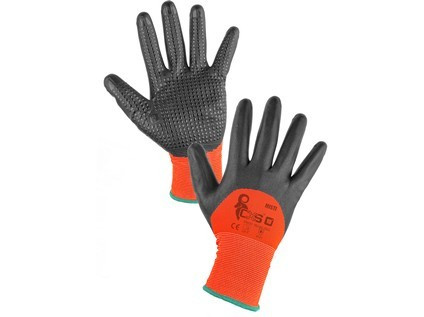 Povrstvené rukavice MISTI, oranžovo-šedá, vel.