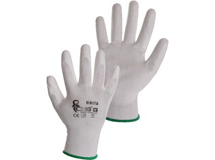 Povrstvené rukavice BRITA, bílé, vel.