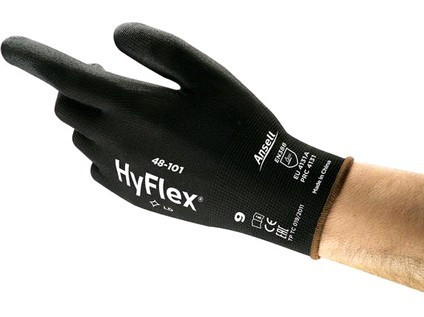 Povrstvené rukavice ANSELL HYFLEX 48-101, černé, vel.