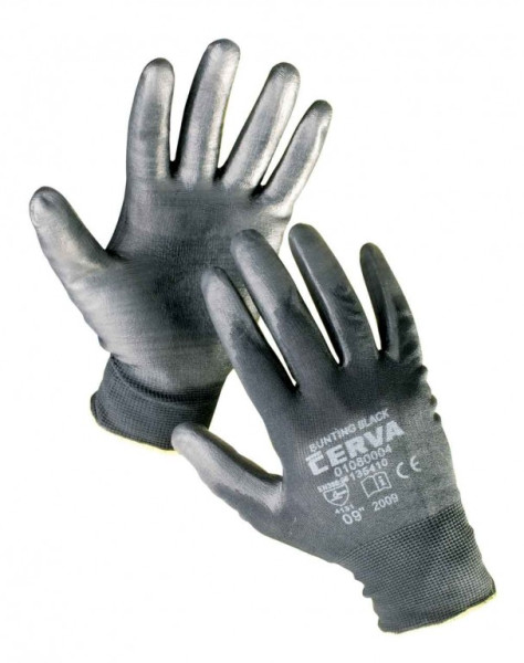 BUNTING BLACK rukavice nylon. PU dlaň